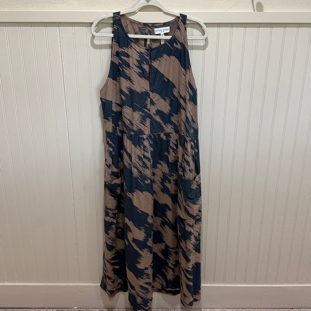 Apiece Apart Teal and Tan Patterned Jumper Dress